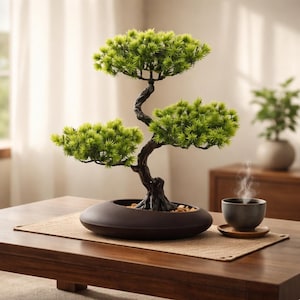 Bonsai Tree | Artificial Bonsai | Fake Bonsai Plant | Japanese Decor | Bonsai Pot | Ficus Bonsai | Natural Art Decor | Live Bonsai Style