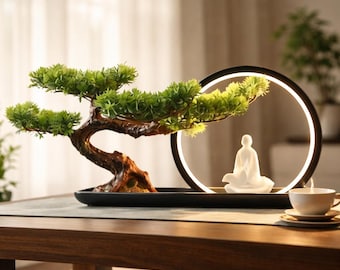 LED Bonsai Tree | Artificial Bonsai | Fake Bonsai Plant | Japanese Decor | Bonsai Lamp | Ficus Bonsai | Natural Art Decor | Zen Decor Gift