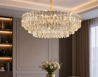 Luxury Crystal Chandelier, Modern Gold Ceiling Light, Dining Room Lighting, Elegant Living Room Decor Fixture Lamp!!