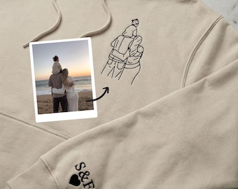 Pullover mit Foto Stickerei personalisiert, Portrait Stickerei nach Foto, Couple & Familien Pullover, Individuelles Geschenk Mama Papa
