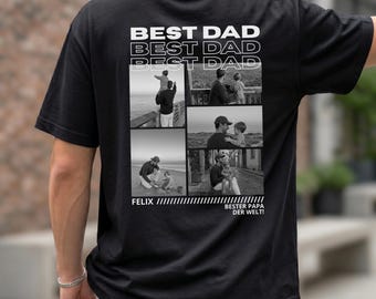 Personalisiertes BEST DAD T-Shirt | Name & Spruch | Fotocollage bis zu 8 Bilder | Geschenk Papa | Vatertag | Geburtstag | Vater | Pullover