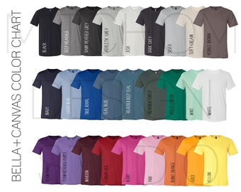 Download Bella And Canvas Digital Instant Download Shirt Color Chart 3001 Unisex Jersey Color Chart Etsy Color Chart Tshirt Color Chart Mockups Psd Templates Free Download