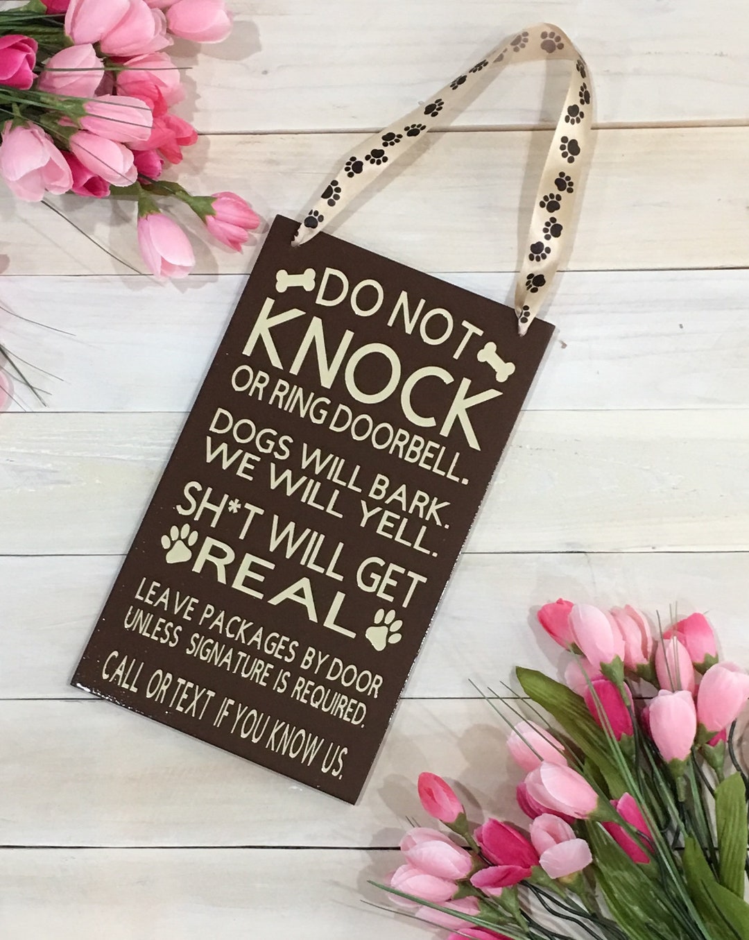 Do Not Knock or Ring Doorbell DOGS No Soliciting Handmade Wood Sign - Etsy