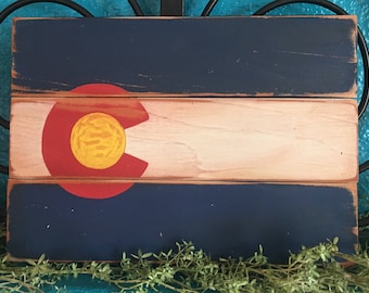 Handmade Wood Colorado Flag