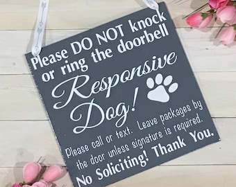 Responsive DOG No Soliciting Handmade Wood Sign