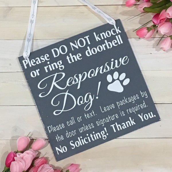 Responsive DOG No Soliciting Handmade Wood Sign