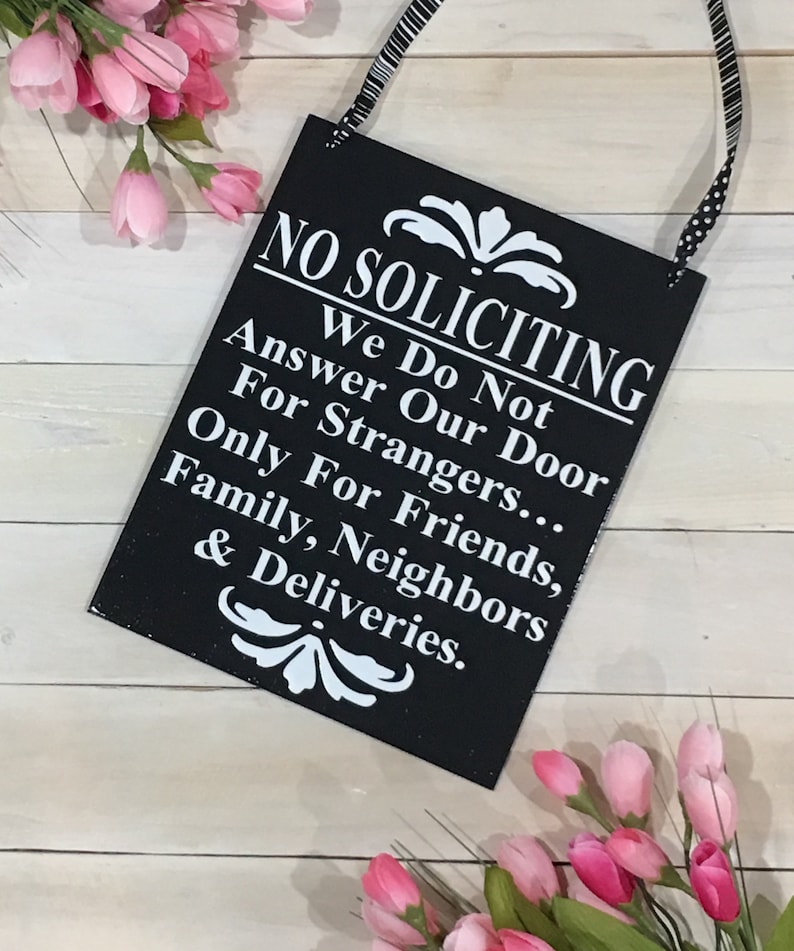 No Soliciting No Solicitation Sign with Ribbon image 1