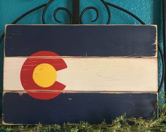 Handmade Wood Colorado Flag