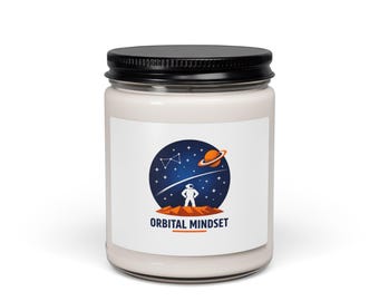 Orbital Mindset Soy Candle, Space Mission Patch, Cosmic Rocket Scents