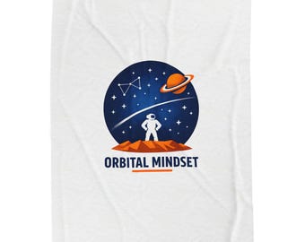 Orbital Mindset Rocket Mission Patch Velveteen Plush Blanket | Space, Astronaut, Cosmic