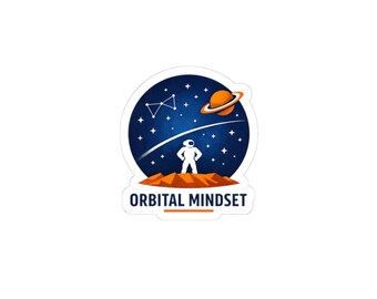 Orbital Mindset Sticker | space astronaut mission patch, rocket, cosmic science nerd