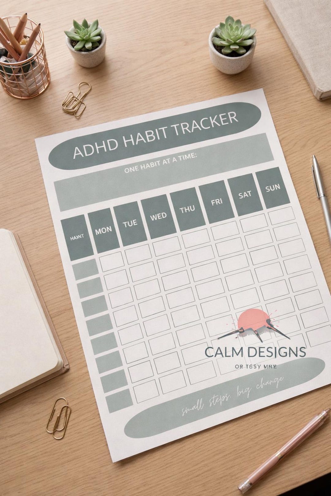 ADHD Habit Tracker Printable | Minimalist Weekly Planner (digital ...