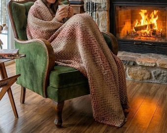 Turkish Cotton Chevron Throw Blanket – Boho Rustic Home Decor, Cozy Sofa Accent