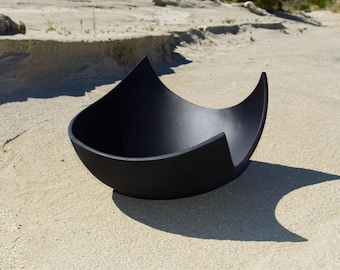Black Ceramic Art Vessel Abstract Modern