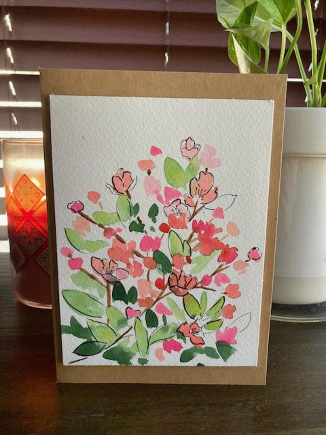 Hand Painted Watercolor Floral Blank Greeting Card - Etsy