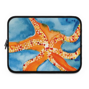 Watercolor Octopus Laptop Sleeve, Ocean Art Computer Case, Nautical Gift, Beach Lover Accessory, Stylish Tech Protection