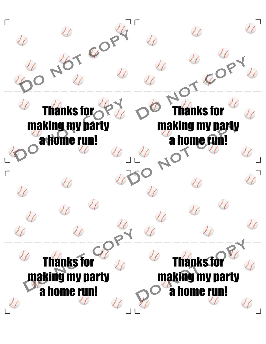 Baseball Birthday Printable Party Favor Tags .pdf Printable Etsy