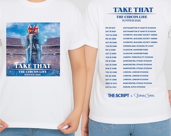 Take That The Circus Live Tour 2026 T Shirt, UK Stadium Tour Dates Front Back Double Sided Print Shirt, Summer Concert Tee Top
