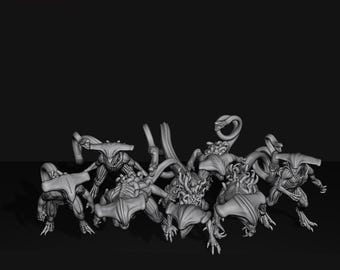 Brood Drones with Claws - Xeno Hives - 3D Printable STL Files - Alien Swarm Grunts - OPR Compatible