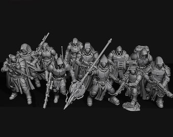Elite Palace Guard Squad - 11 Unique Poses - 3D Printable STL Files - Imperial Elite Proxy - OPR Human Defense Force & Grimdark Future