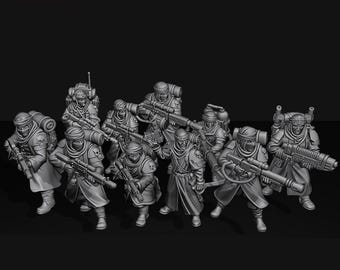 Desert Warriors Infantry Squad - 11 Unique Poses - 3D Printable STL Files - Scifi Desert Raider Proxy - OPR Human Defense Force & Grimdark