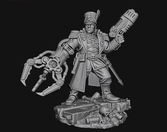 Steel Battalion Praetorian Commander - Bionic Power Claw - 3D STL File - Sci-Fi Officer Proxy - OPR Human Defense & Grimdark