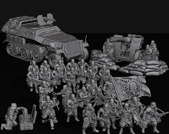 Steel Battalion Army Pack - Infantry, Command, Artillery & APV - 3D STL Files - OPR Human Defense Force Grimdark