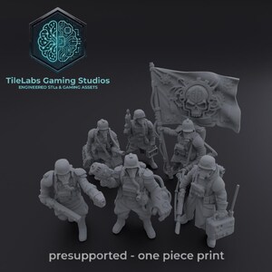 Stålbataljonens befälsstyrka - 10 unika modeller - 3D STL-filer - Trench Guard Leadership - OPR Human Defense Force & Grimdark