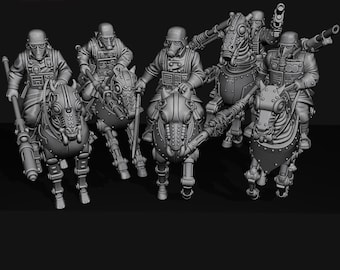 Steel Battalion Tough Riders Cavalry - 5 Unique Poses - 3D STL Files - Trench Guard Mounted Proxy - OPR Human Defense & Grimdark