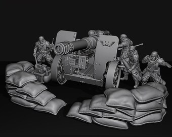 Desert Warriors Modular Artillery Team - 3D Printable STL Files - Magnet Ready Scifi Cannon - Desert Raider Proxy - OPR Human Defense Force
