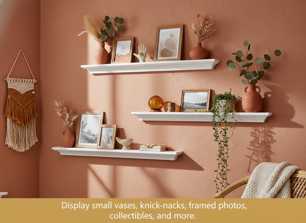 Floating Wall Shelves Set of 4 White Wood Shelves for Wall Decor Modern ...