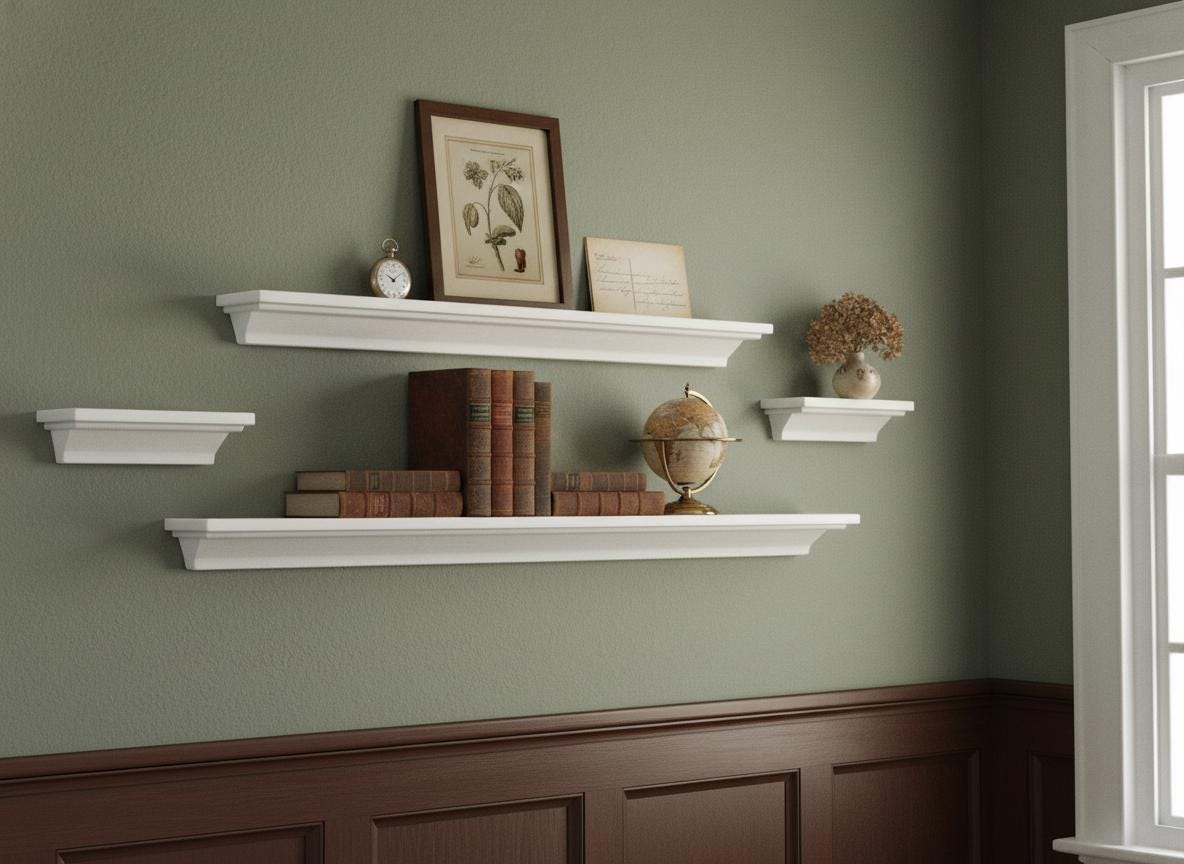 Floating Wall Shelves Set of 4 White Wood Shelves for Wall Decor Modern ...
