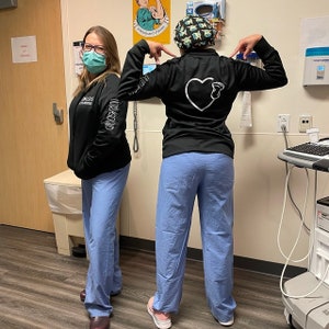 Sonographer Full Zip Jacket: Heart/Circle Back Design, Medical Apparel