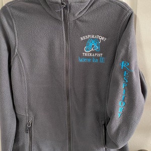 Embroidered Radiology Fleece Jacket: Medical Full Zip, Nurse Coat