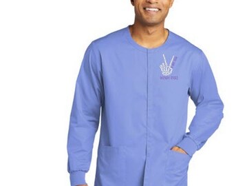 Wonder Wink Unisex Medical Snap Jacket, Personalized Heart Stethoscope Embroidery