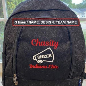 GLITTER Backpack / Monogrammed Girl's Backpack, Personalized Embroidered Back to School, Turquoise Cheer Competition Bag, 2 SIZES NOW!
