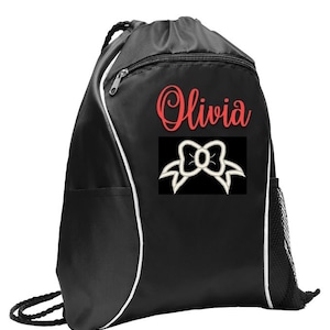 Personalized Cinch Pack, Lightweight School Backpack, Drawstring Gym PE, Pool, Dance, Cheer, Gymnastics embroidered bag