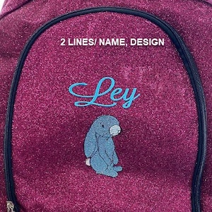 Black GLITTER Backpack / Monogrammed Girl&#39;s Backpack, Personalized Embroidered Back to School, Teal Cheer Competition Bag, 2 SIZES NOW!