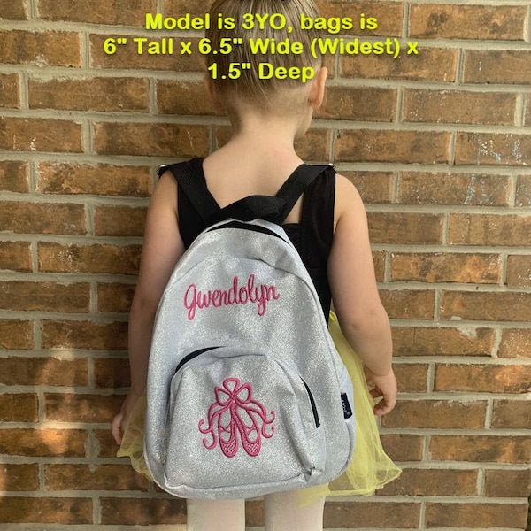 Personalized Embroidered Toddler GLITTER Backpack / Monogrammed Girl's Mini Backpack, Back to School, Dance, Hip Hop, Cheer  Backpack