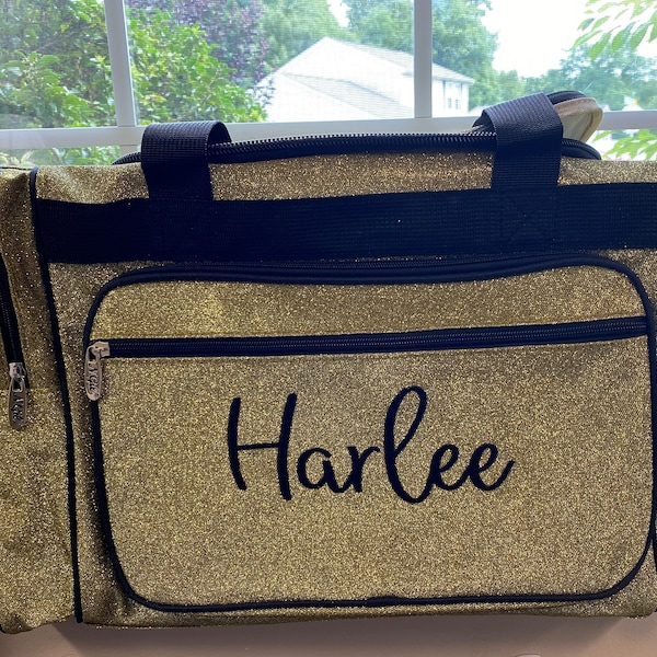Personalized Dance Bag | Lg. and Med. sizes, Glitter Duffel Bag, Cheer Bag, Glitter Gym Bag, Overnight Duffel | Pageant Duffel Bag / 2 Sizes