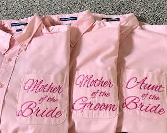 Mother of the Bride Monogram shirt Mother of Groom Grandmother of the Bride Personalized Button Down