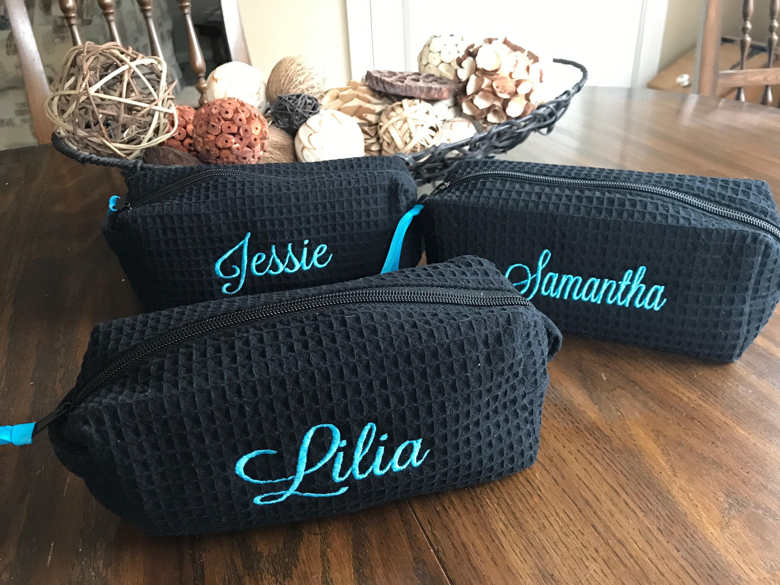 Personalized Embroidered Cosmetic Bag Large Makeup Bag Etsy