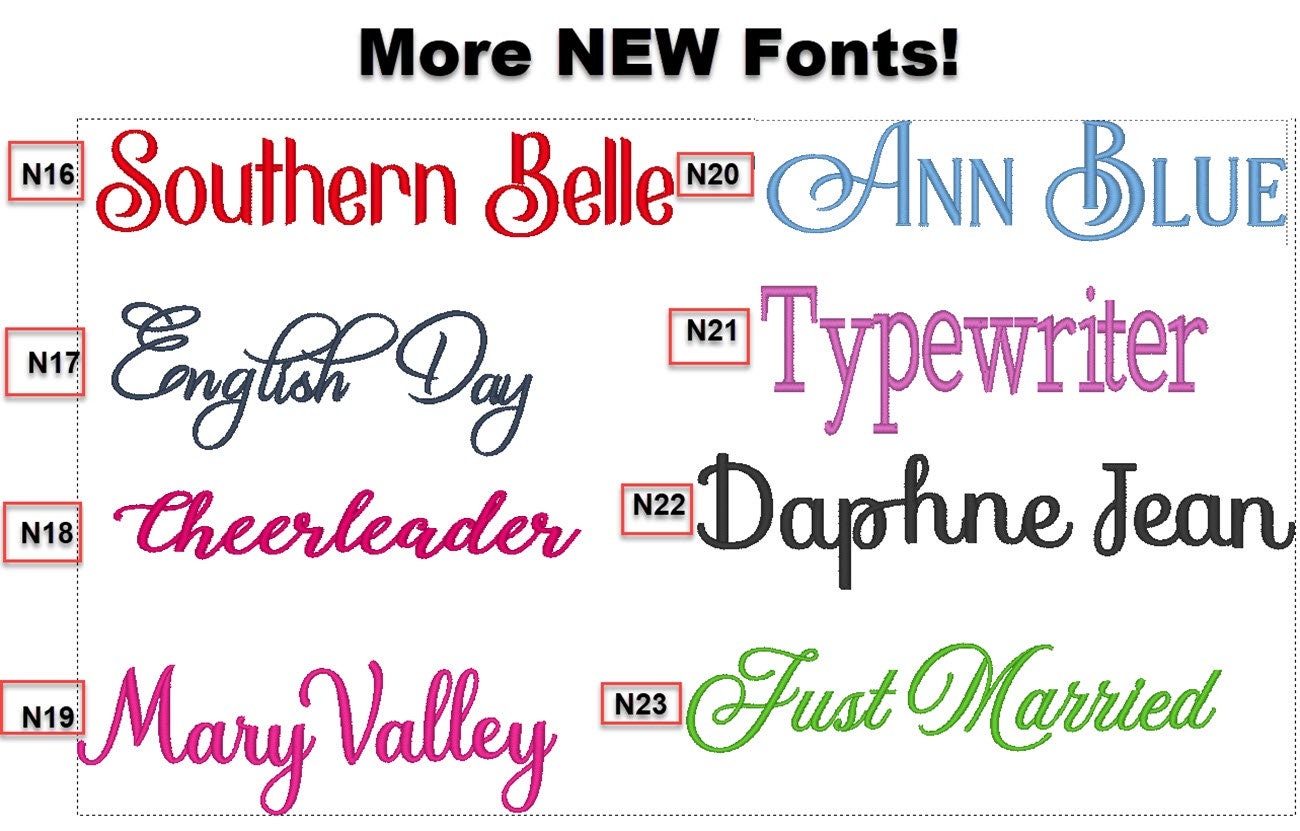 Samples of FONTS THREADS Etsy