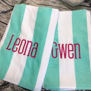 Personalized Embroidered Beach Towel: Striped Cotton Pool Towel