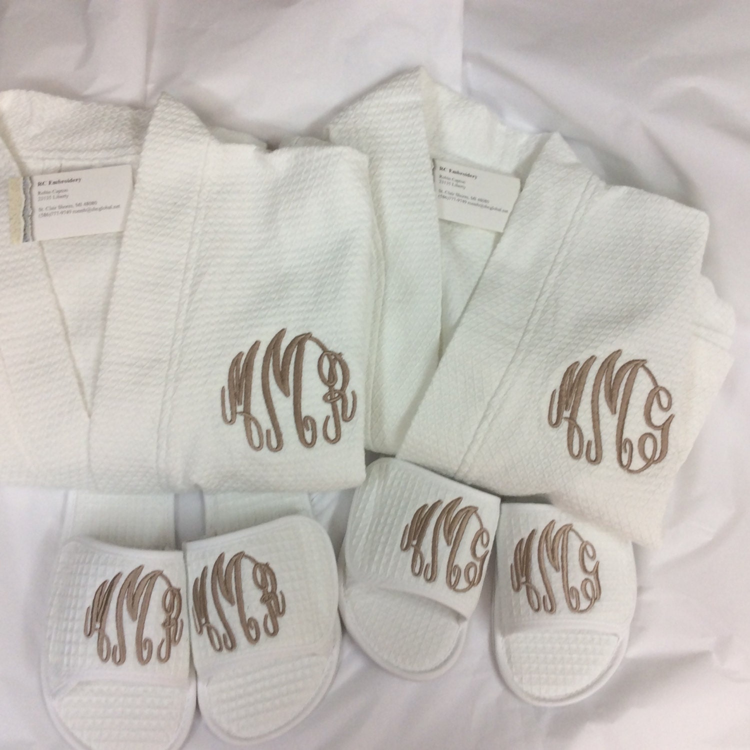 Personalized Embroidered Robe and Slipper Sets Custom Etsy