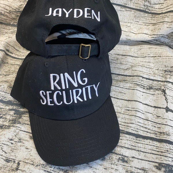 Ring Security Embroidered Ring Bearer Youth Hat - ADD  Name or Date to back of Hat - Pick your colors