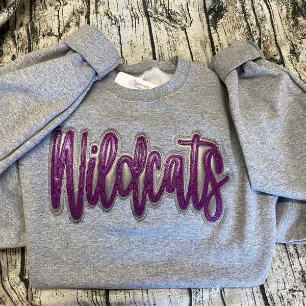 Besticktes Wildcats-Sweatshirt, Jugend oder Erwachsene, Spieltag-Tops, Football-Shirt, Schulhemd, High School, Kentucky-Maskottchen-Shirt