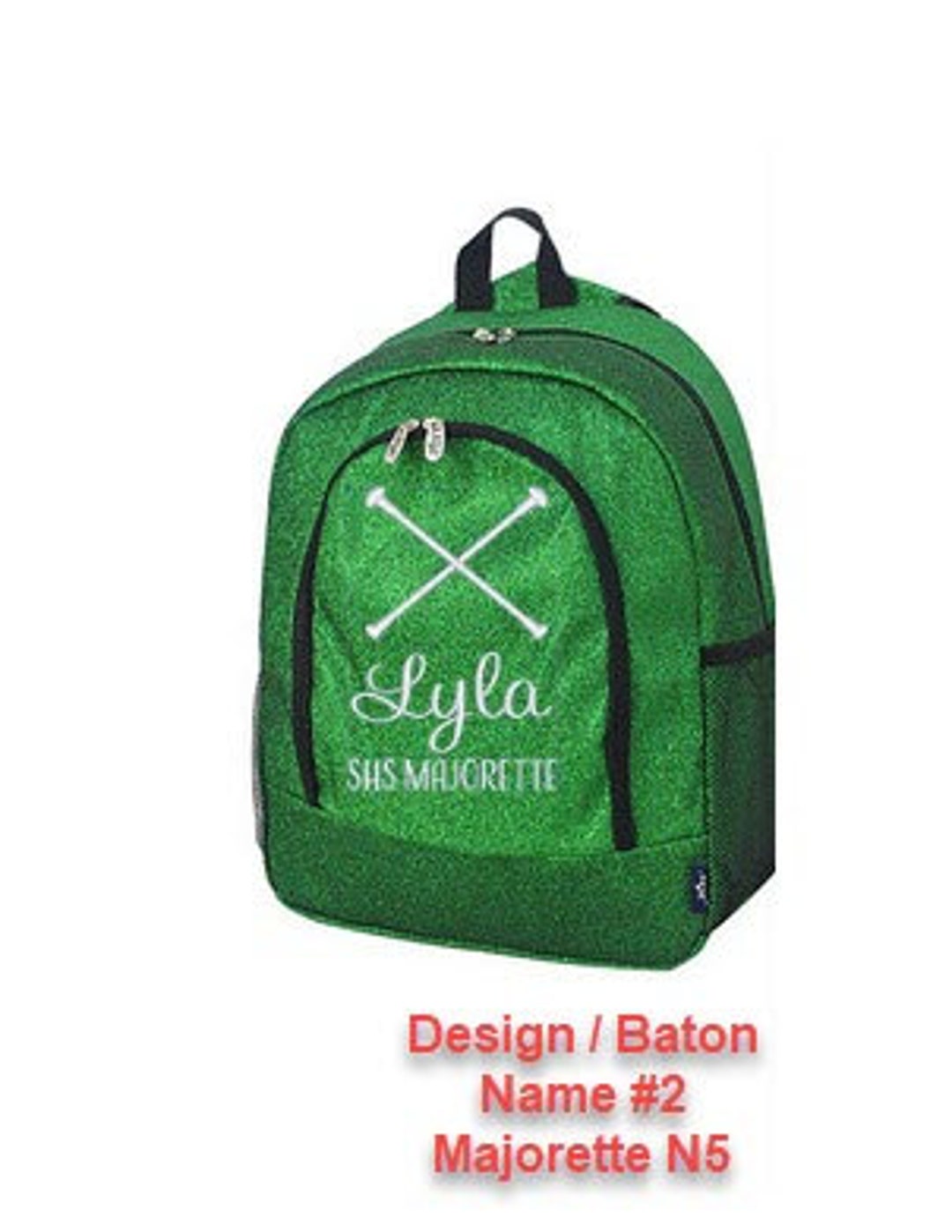 Personalized Embroidered LARGE GLITTER Backpack, Monogrammed Majorette