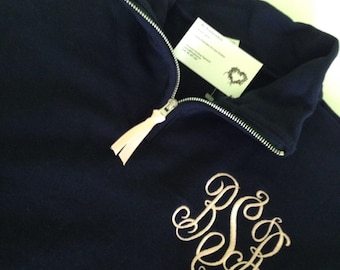 Quarter Zip Pullover, Monogrammed Pullover with Quarter Zip - Monogram Sweatshirt, Monogram Pullover Personalized