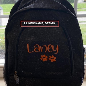 Personalized Glitter Backpack: Embroidered Monogram, Cheer or School Bag